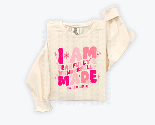 I Am Fearfully & Wonderfully Made Pinks DTF Transfer