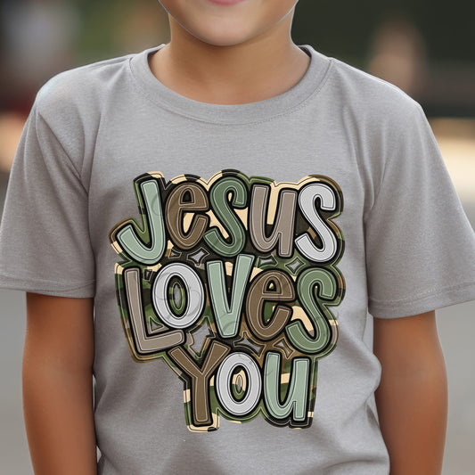 Jesus Loves You Camo DTF Transfer