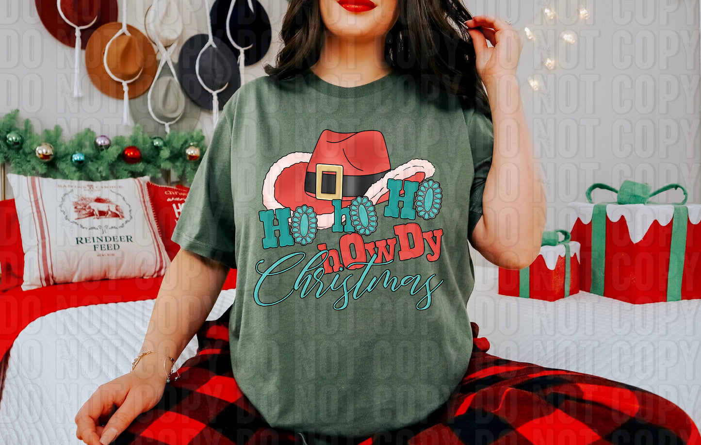 Ho Ho Ho Howdy Christmas Red DTF Transfer