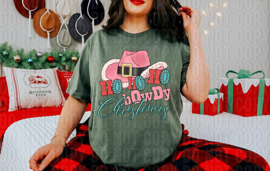 Ho Ho Ho Howdy Christmas Pink DTF Transfer