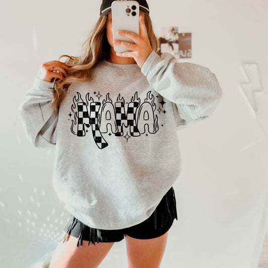 Mama Flames Black Font DTF Transfer