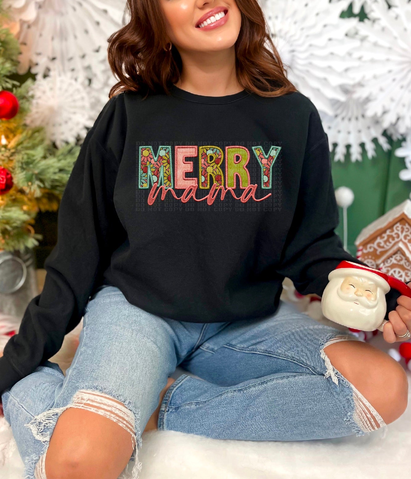 Merry Mama Faux Embroidery DTF Transfer