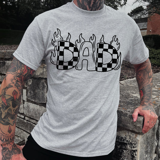 Dad Flames Black Font DTF Transfer