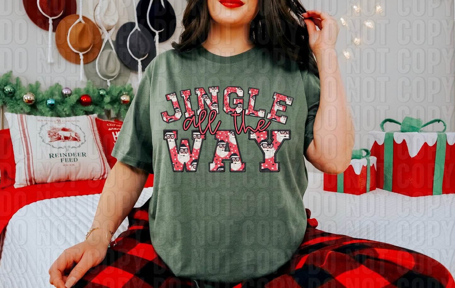 Jingle All The Way Faux Embroidery DTF Transfer