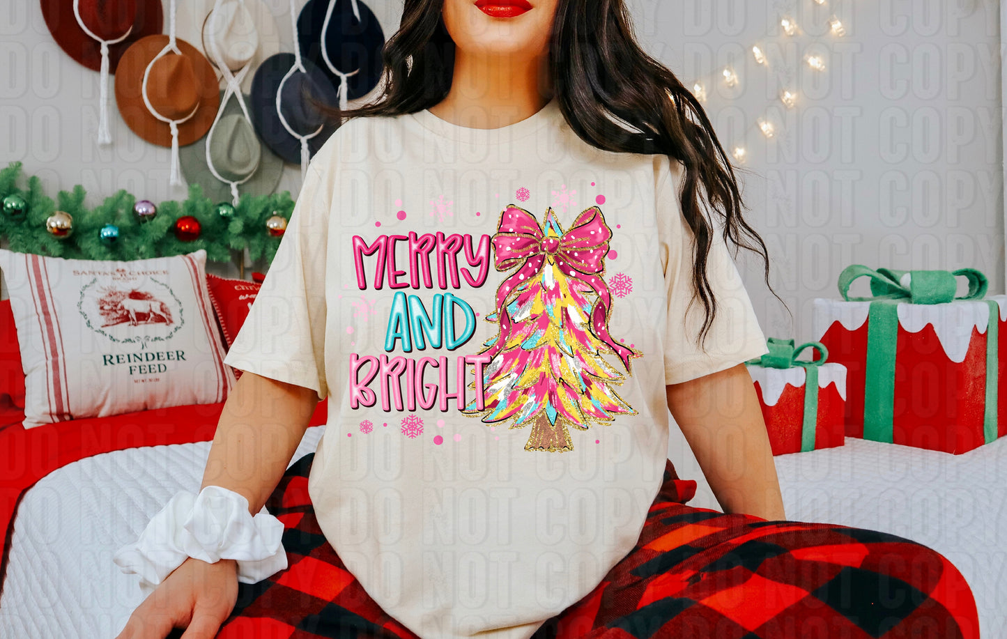 Merry And Bright Colorful Brushstroke DTF Transfer