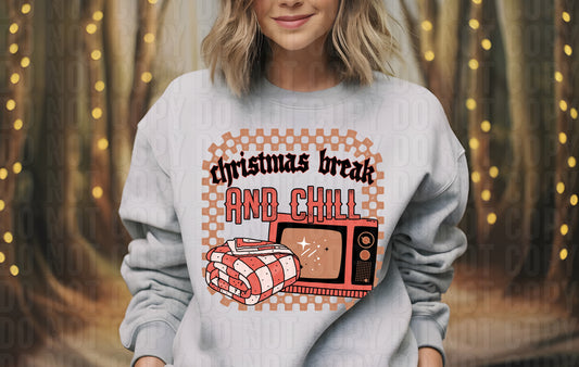 Christmas Break And Chill Neutral Red DTF Transfer