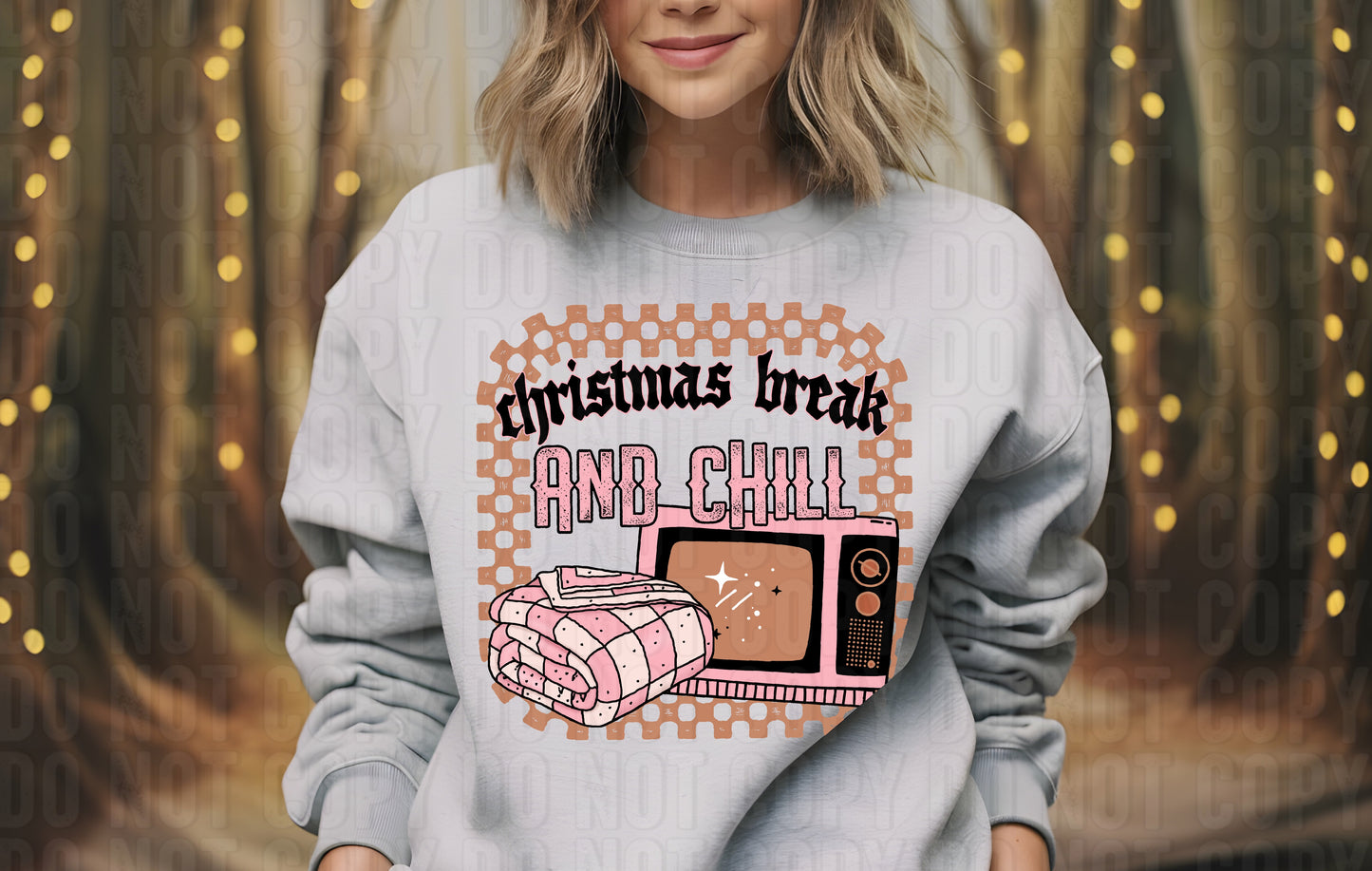 Christmas Break And Chill Neutral Pink DTF Transfer