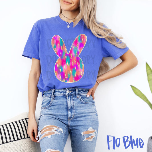 Bright Brushstroke Bunny DTF Transfer