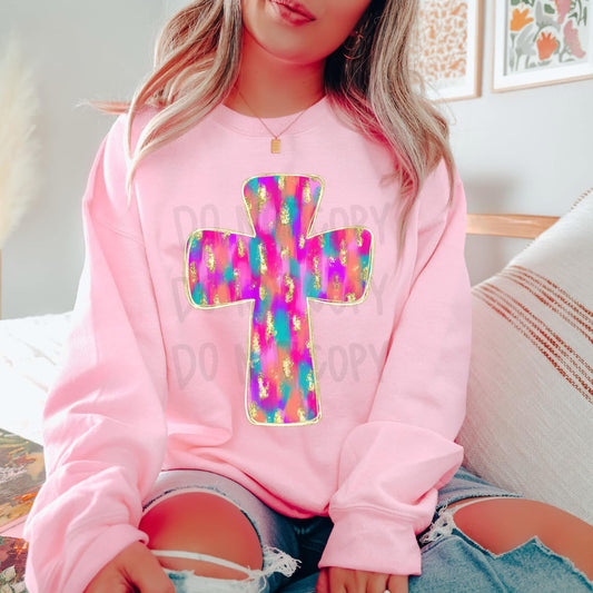 Bright Brushstroke Cross DTF Transfer