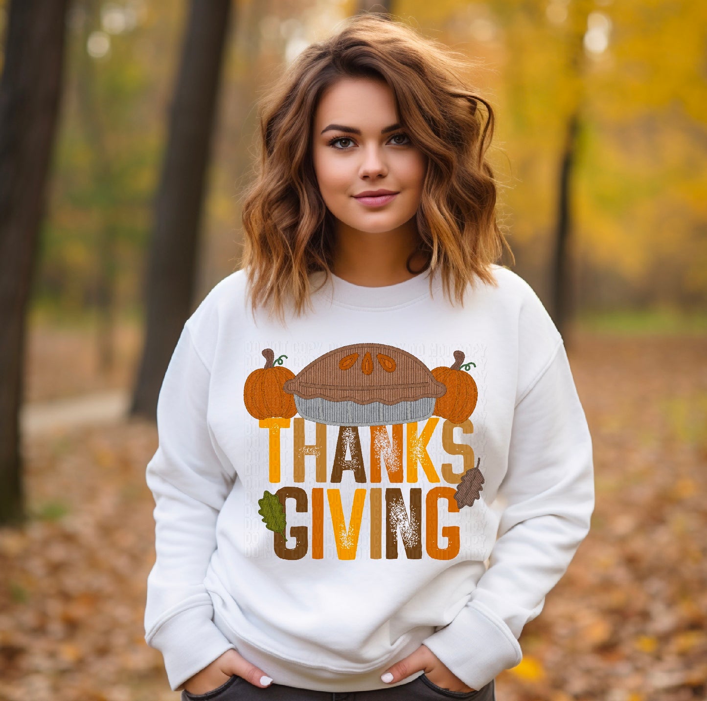 Thanksgiving Faux Embroidery DTF Transfer