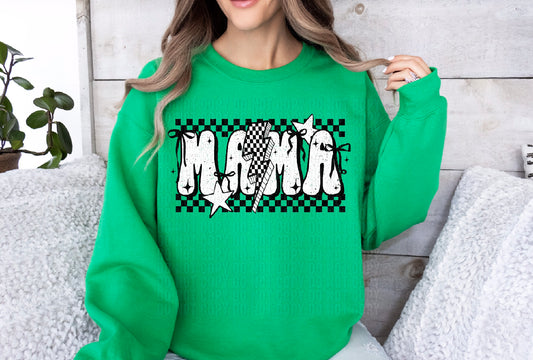 Mama Checkered Black White DTF Transfer