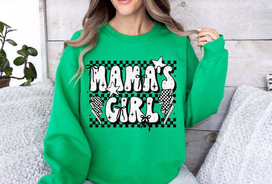 Mama's Girl Checkered Black White DTF Transfer