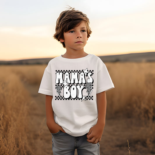 Mama's Boy Checkered Black White DTF Transfer