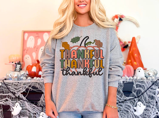 Thankful Thankful Thankful Pumpkin Faux Embroidery DTF Transfer