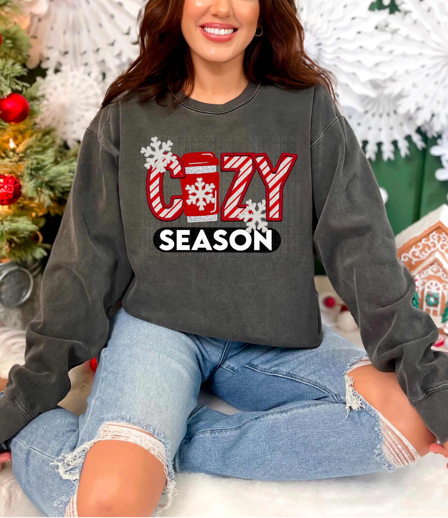 Cozy Season Snowflakes Cup Faux Embroidery DTF Transfer