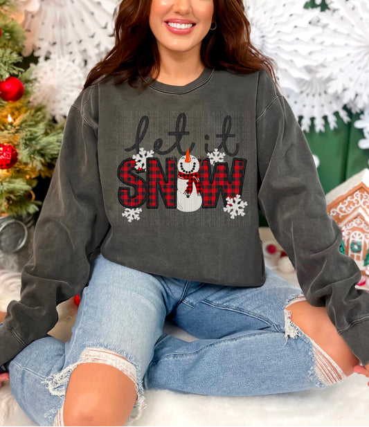 Let It Snow Faux Embroidery DTF Transfer