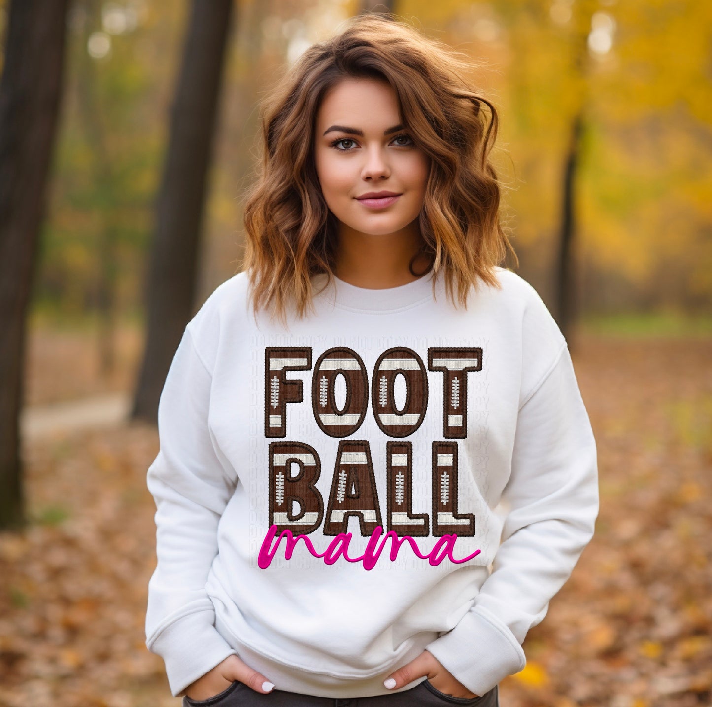 Football Mama Embroidery Faux DTF Transfer