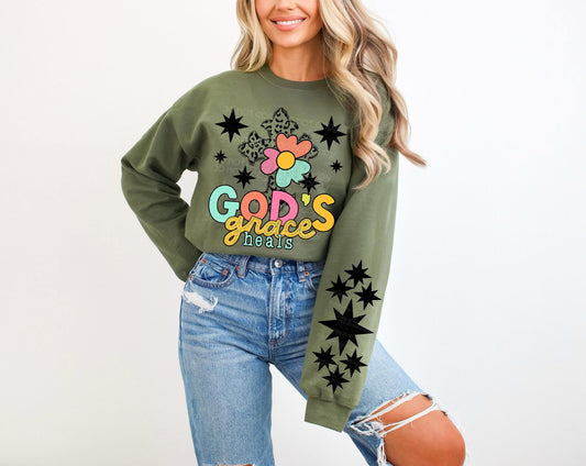 God's Grace Heals Colorful DTF Transfer