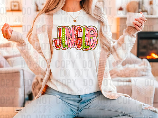 Jingle Glitter Dots Christmas Bows DTF Transfer