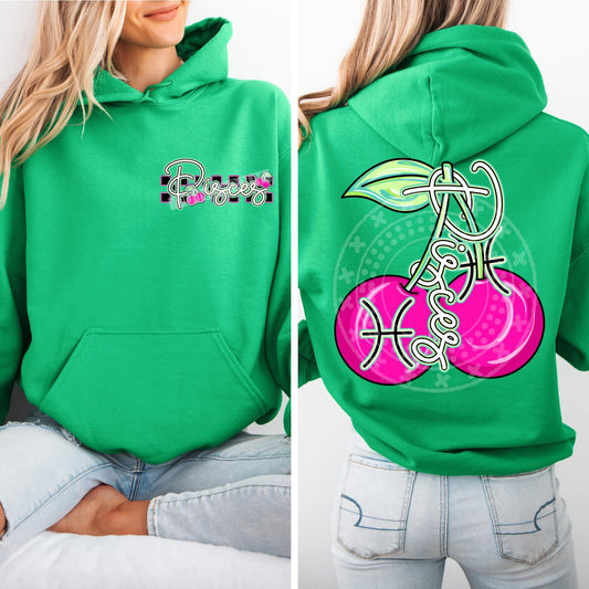 Pisces Birth Month Cherry Front/Back DTF Transfer