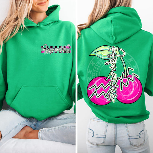 Aquarius Birth Month Cherry Front/Back DTF Transfer