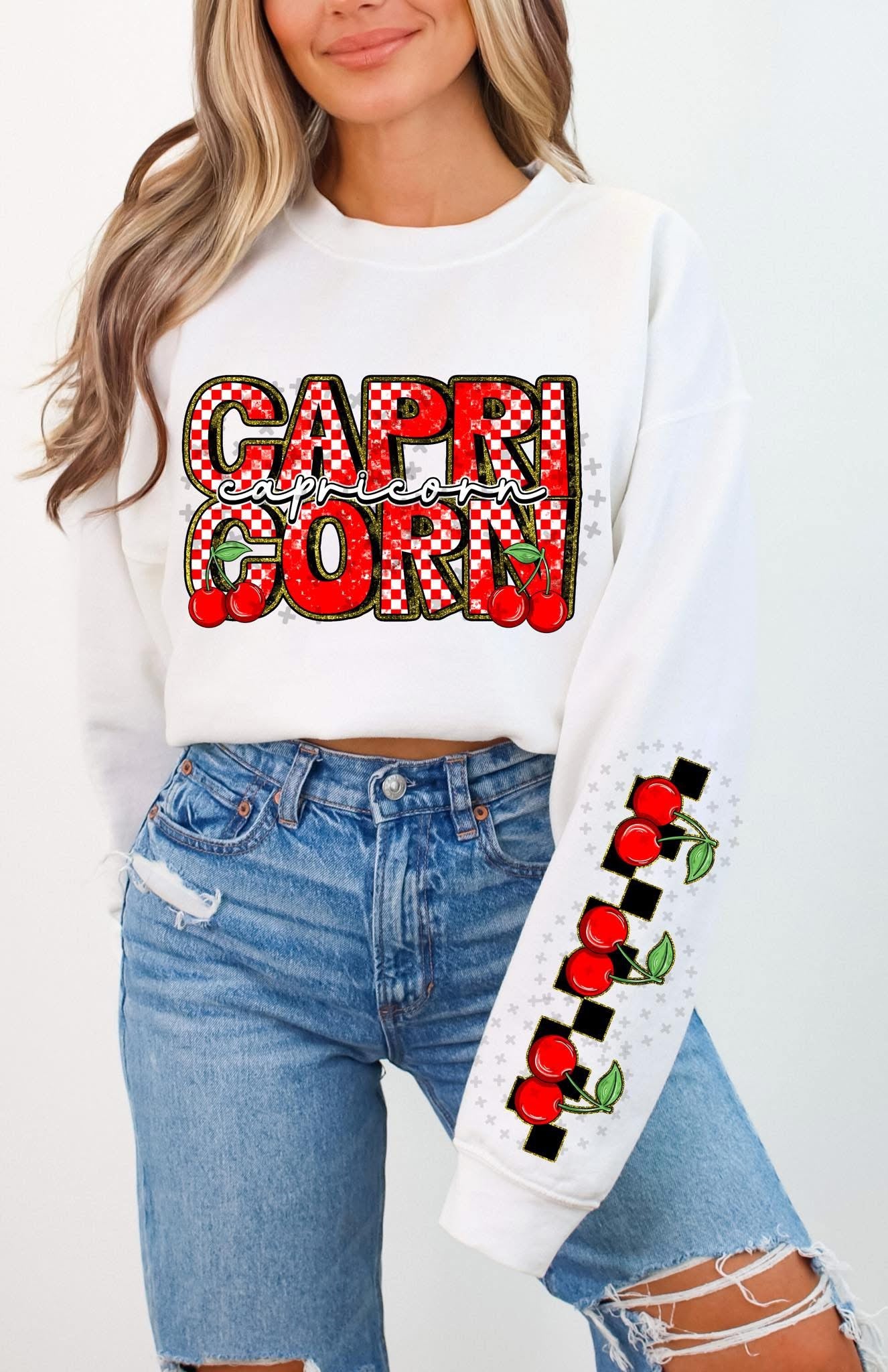 Capricorn Sign Cherries DTF Transfer