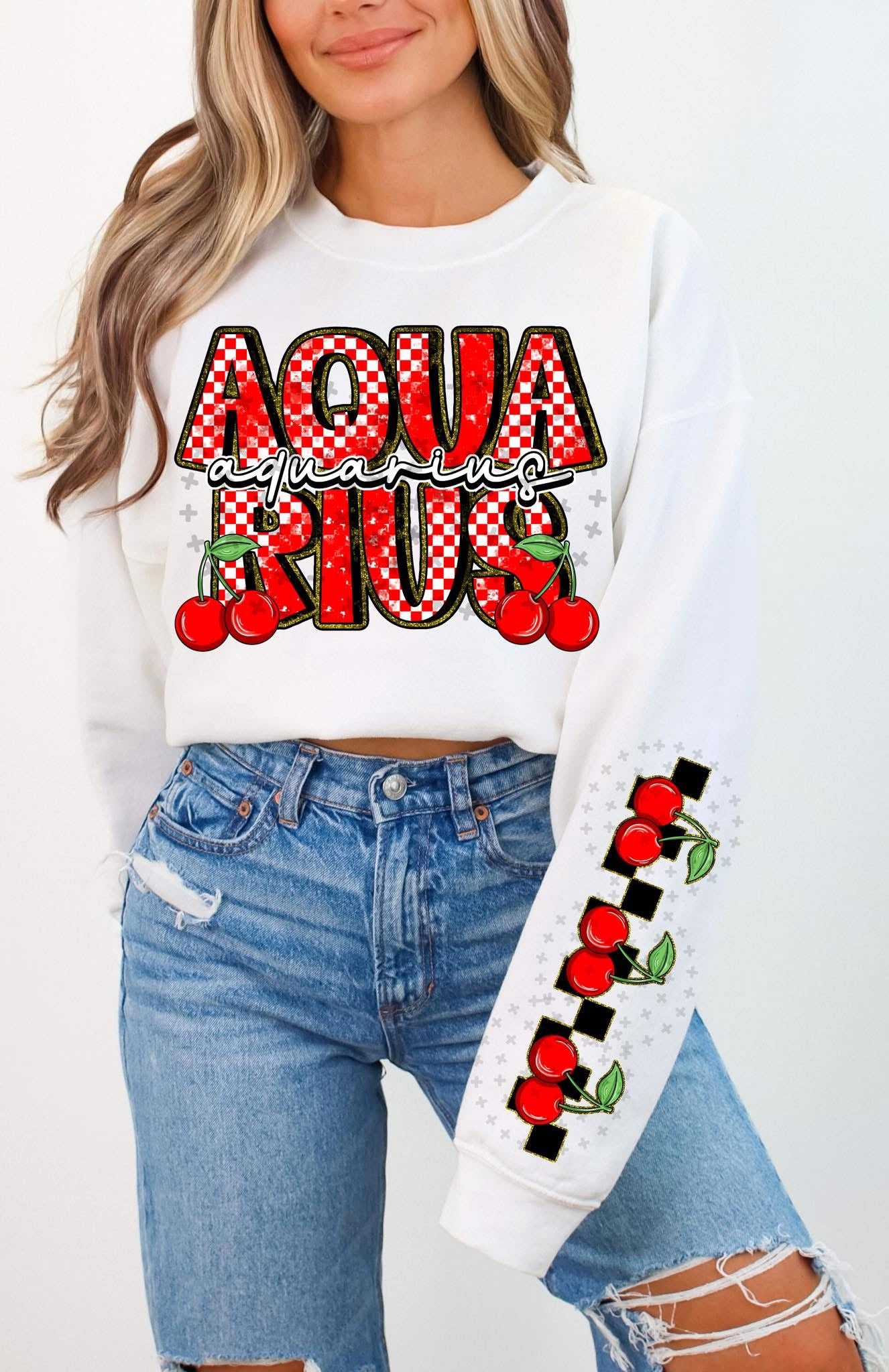 Aquarius Sign Cherries DTF Transfer
