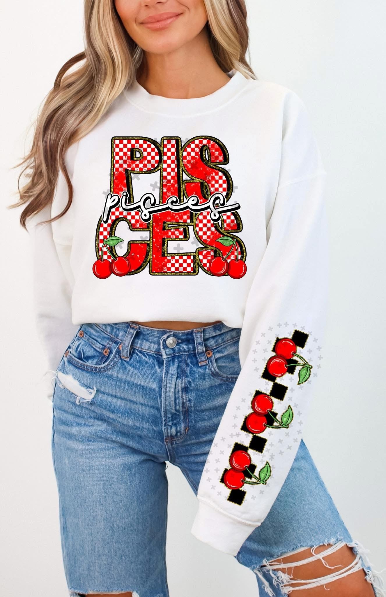 Pisces Sign Cherries DTF Transfer