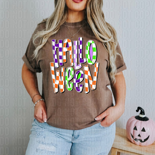 Halloween Neon Checker DTF Transfer