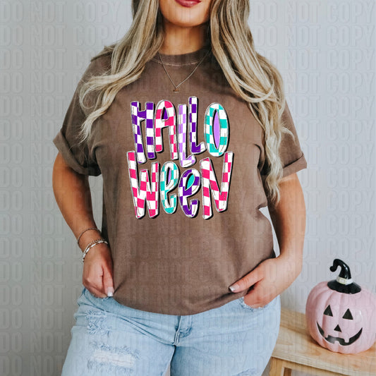 Halloween Pink Checker DTF Transfer