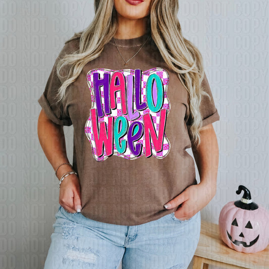Halloween Pink Checker Online DTF Transfer