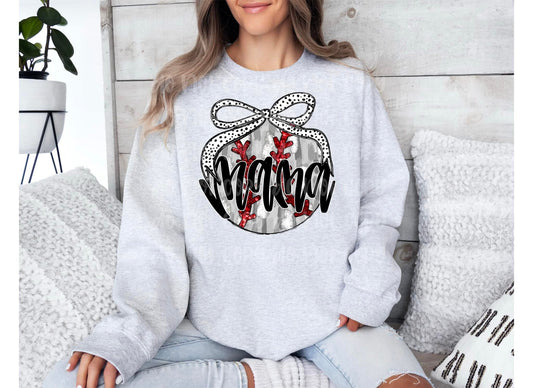 Mama Baseball Dalmatian Bow DTF Transfer