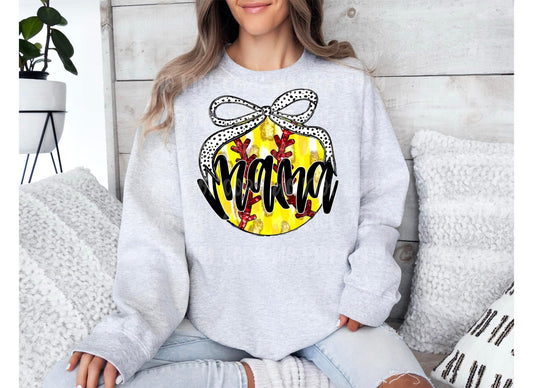 Mama Softball Dalmatian Bow DTF Transfer