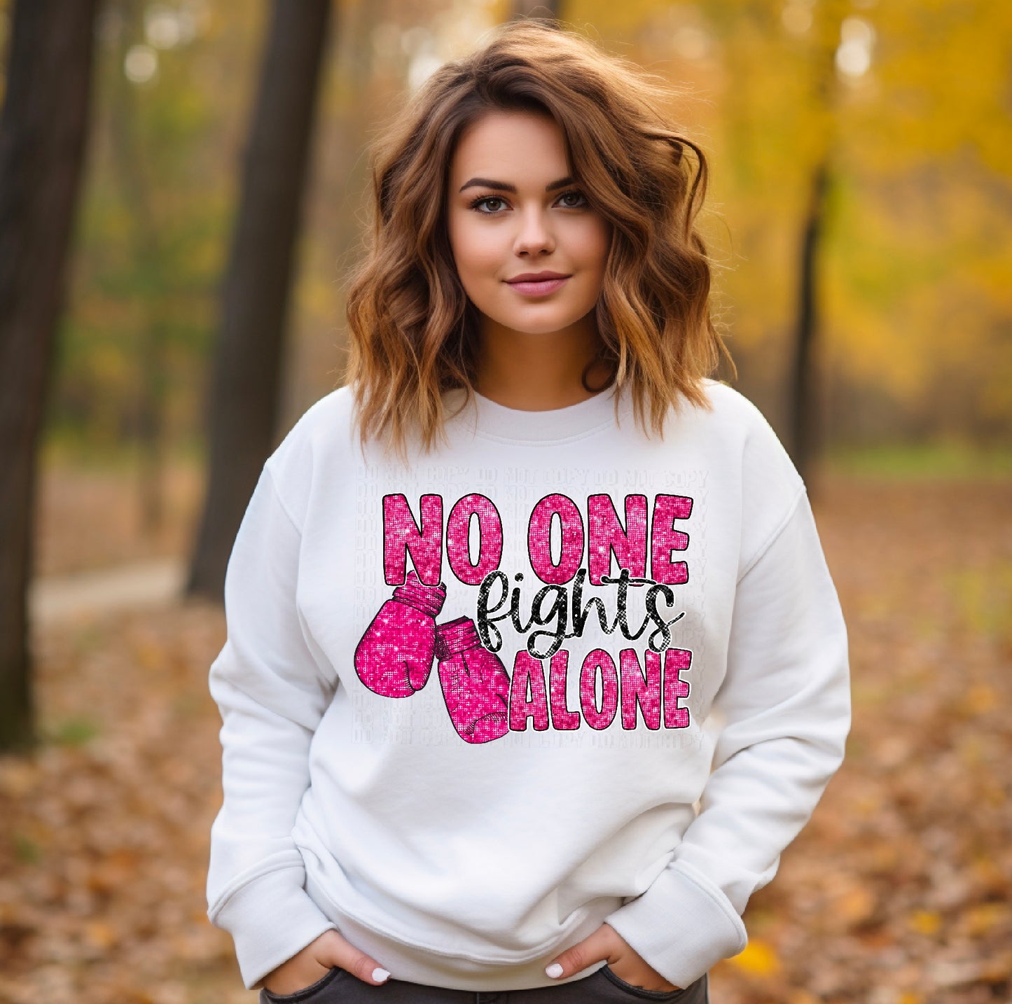 No One Fights Alone Sequined Faux DTF Transfer