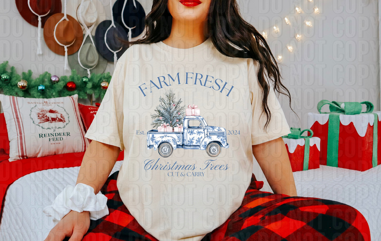 Farm Fresh Christmas Trees Truck DTF Transfer