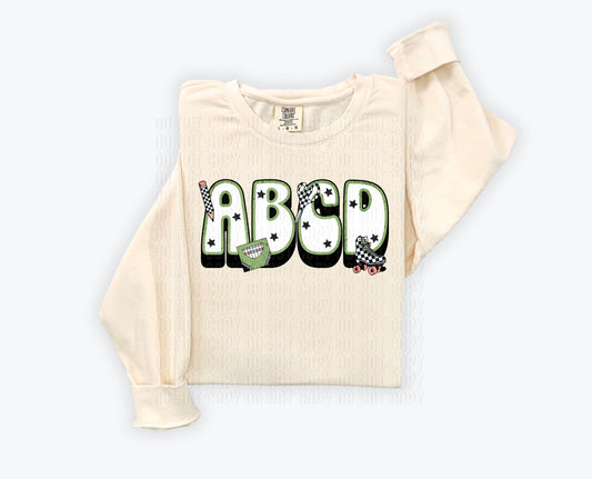 ABCD Checkered Green Retro DTF Transfer