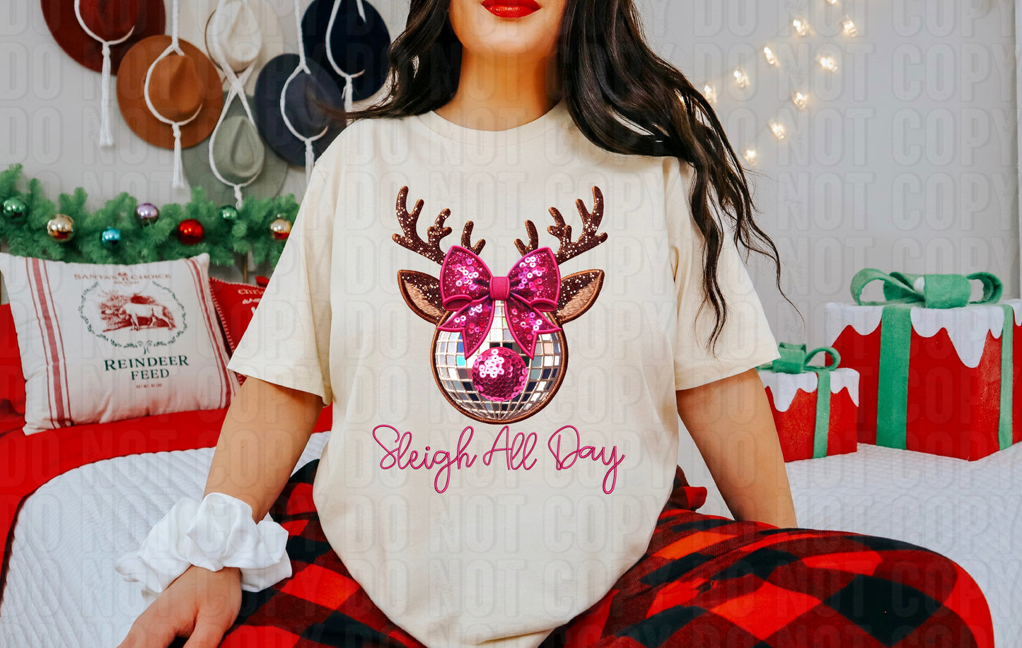 Sleigh All Day Pink Disco DTF Transfer