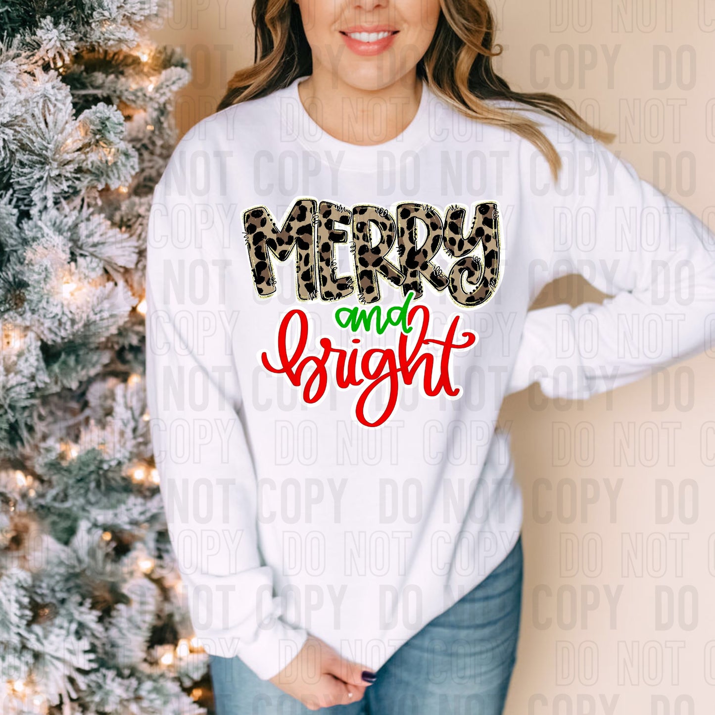 Merry And Bright Leopard/Green/Red DTF Transfer