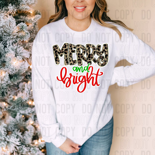 Merry And Bright Leopard/Green/Red DTF Transfer