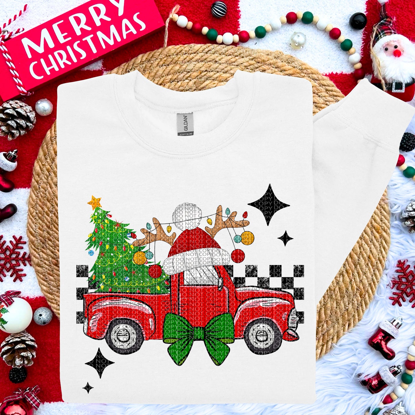 Christmas Truck Checkered DTF Transfer