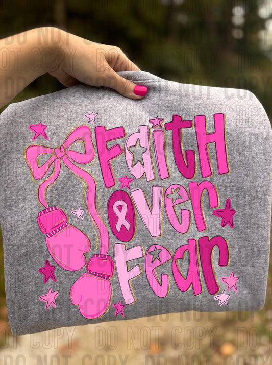 Faith Over Fear Breast Cancer Awareness DTF Transfer