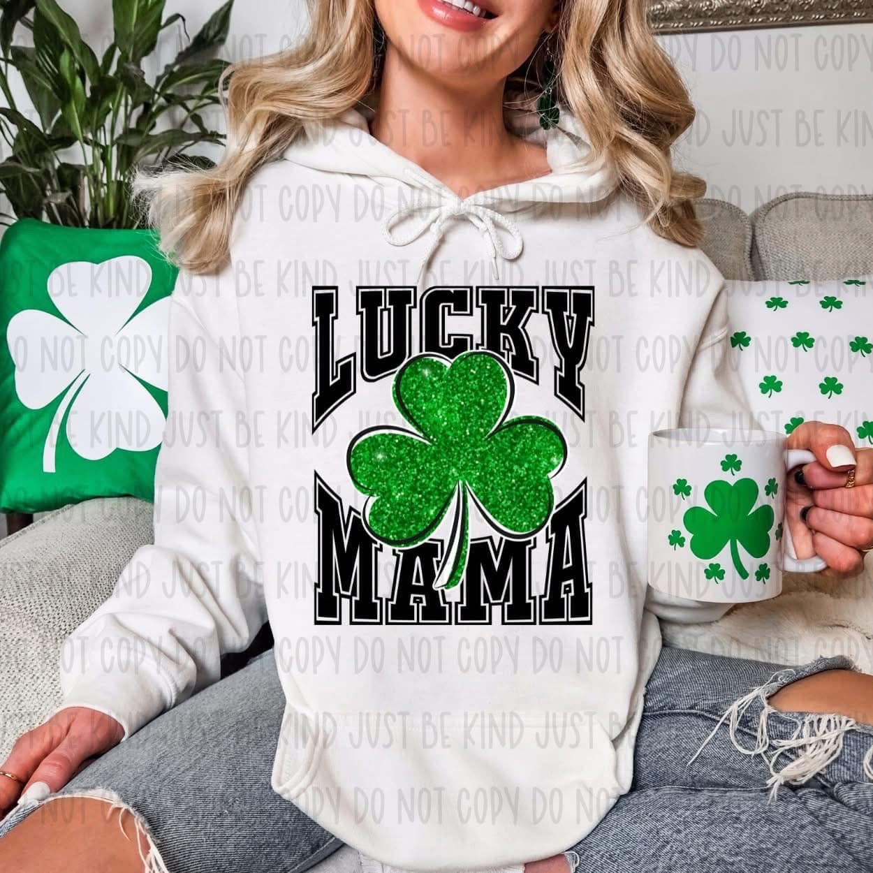 Lucky Mama Varsity Letters Black DTF Transfer