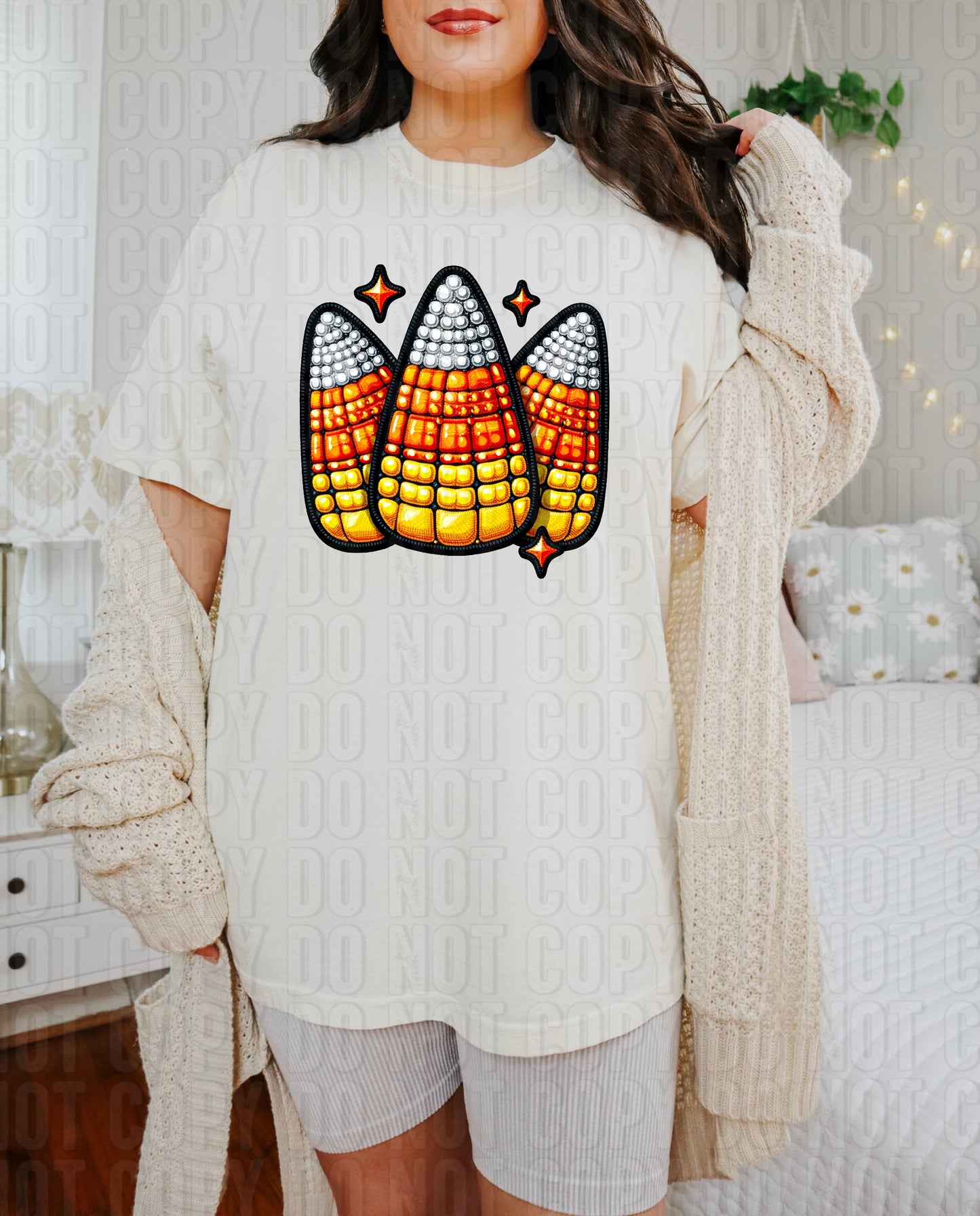 Halloween Candy Corn Faux Embroidery DTF Transfer