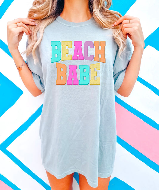 Beach Babe Faux Embroidery DTF Transfer