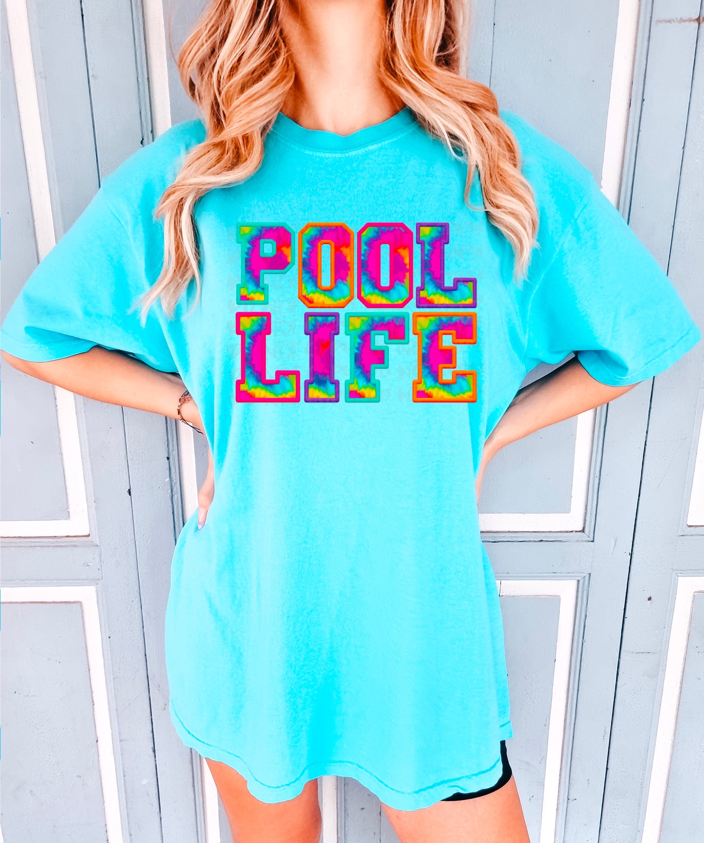 Pool Life Tie Dyed Faux Embroidery DTF Transfer