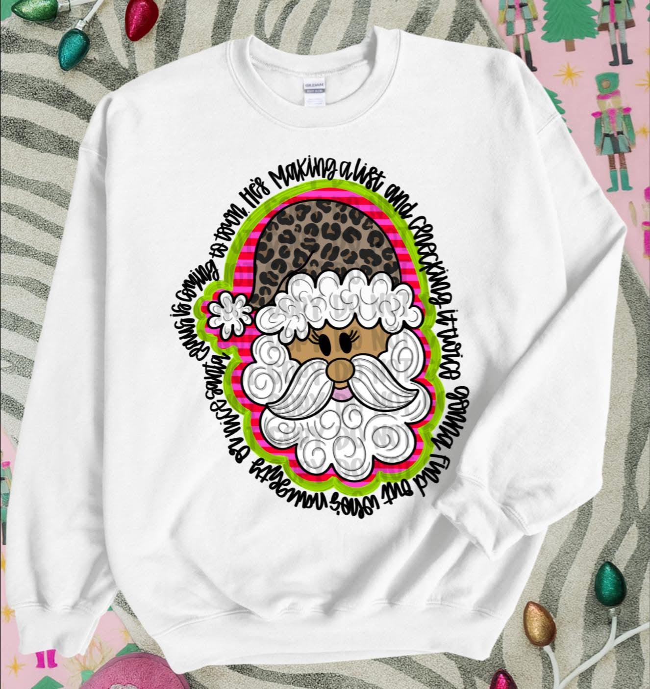 Making A List Santa Black Words DTF Transfer