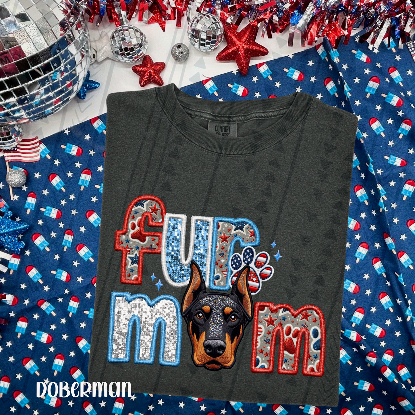 Patriotic Fur Mom DTF Transfer