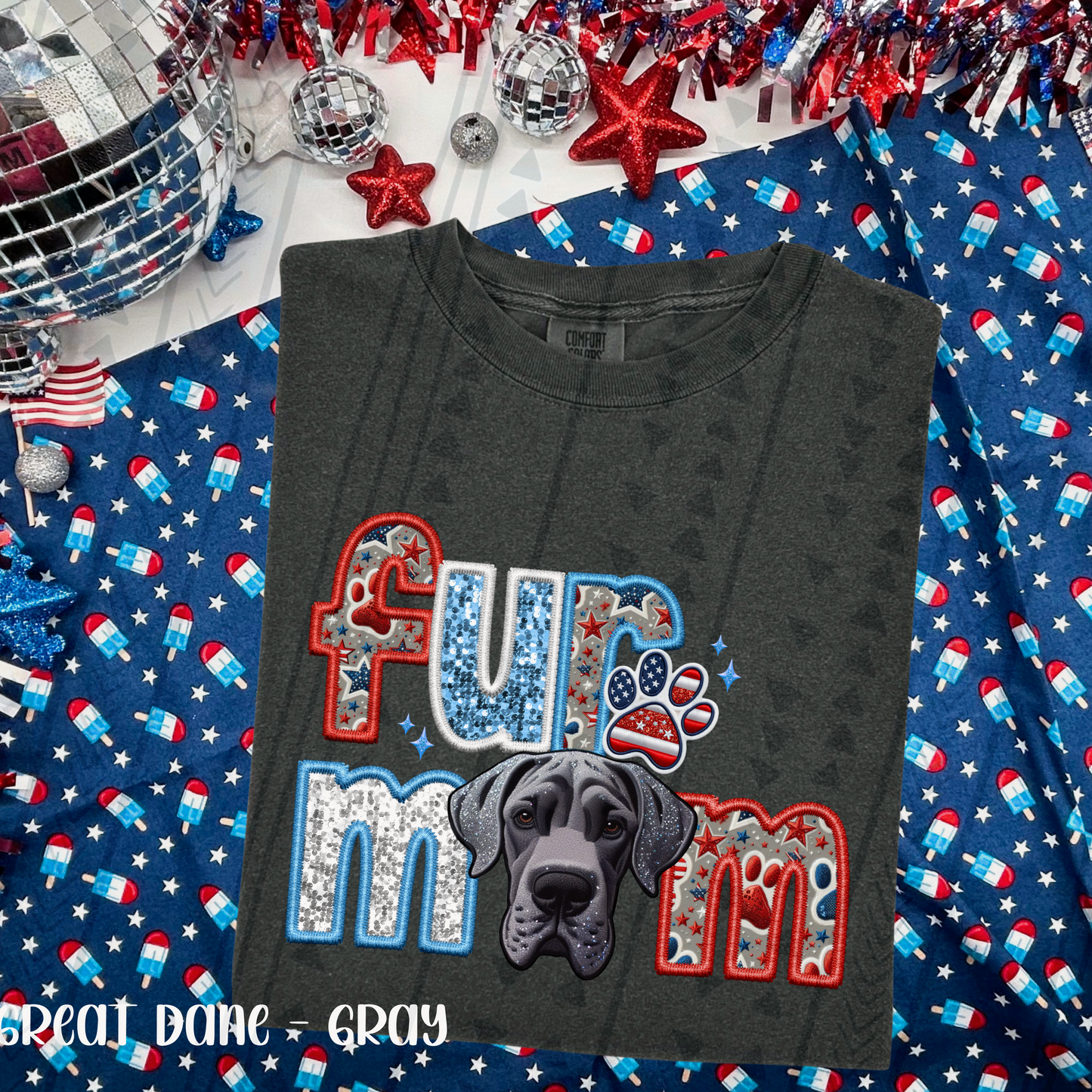 Patriotic Fur Mom DTF Transfer