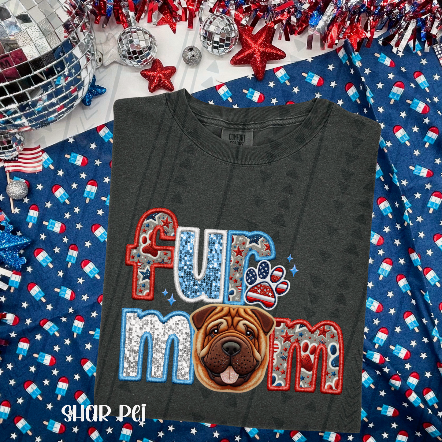 Patriotic Fur Mom DTF Transfer