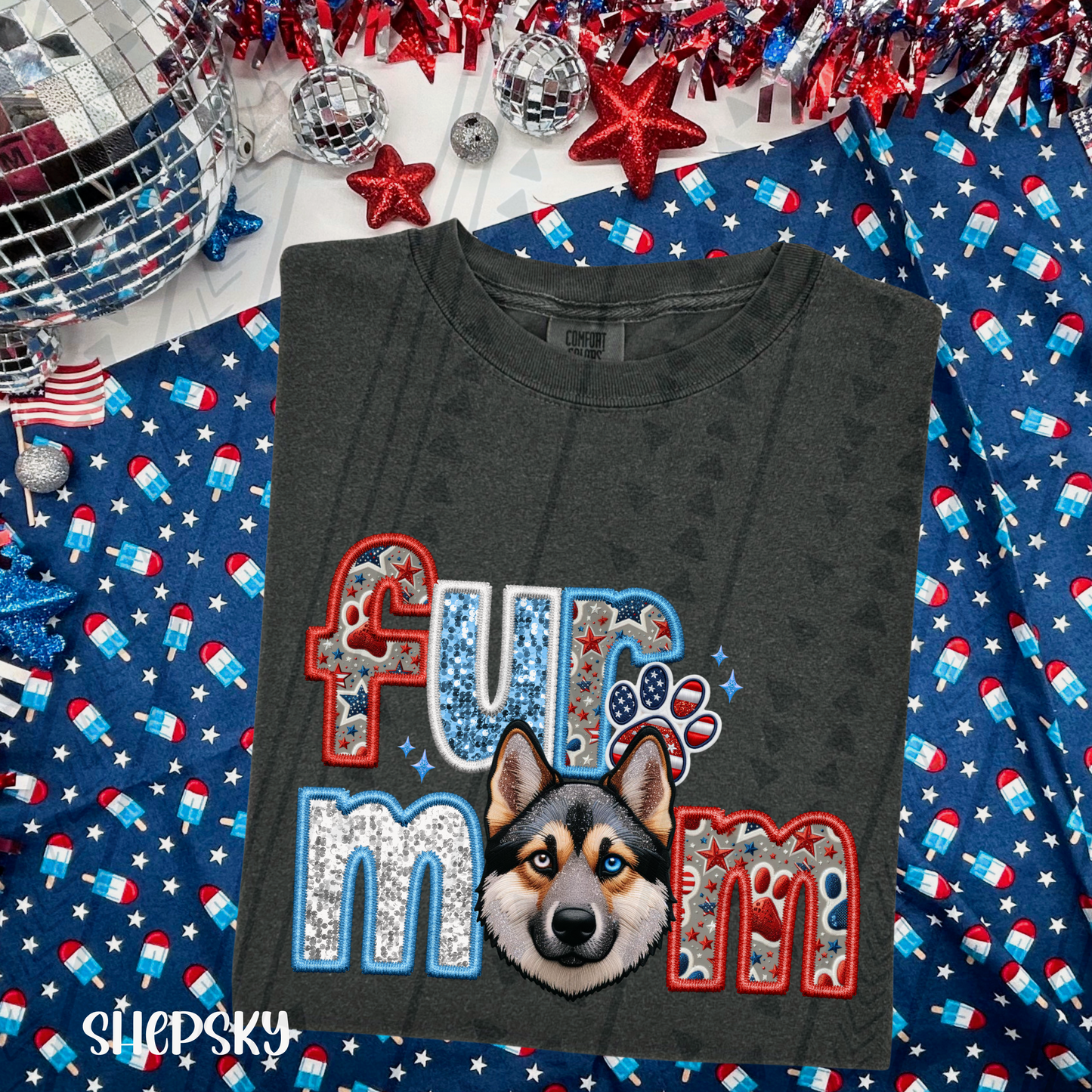 Patriotic Fur Mom DTF Transfer